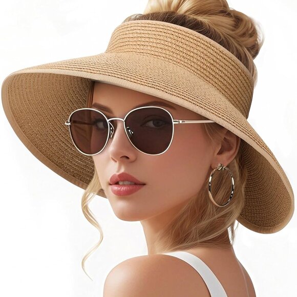 Accessories - Sun Hats for Women, Wide Brim Straw Beach Hat for Women Foldable Floppy, Sun Hat